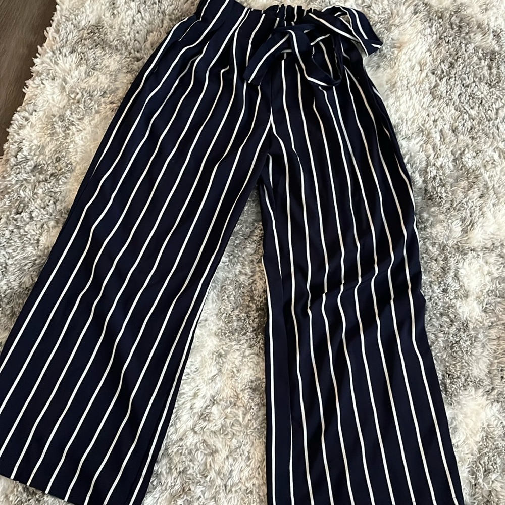 Blue and white striped dress pants size small